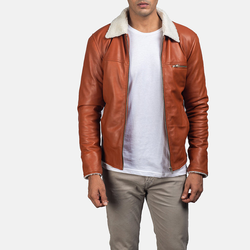Dan Frost Cuoio Giacca in Shearling da Uomo
