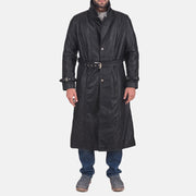 Men's Daniel Nero Trench in Pelle da Uomo in Black Cowhide Leather - Vista frontale e linea su misura | Acquista online