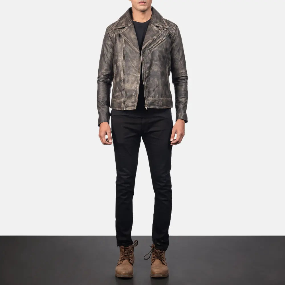 
Danny Trapuntato Giacca Biker in Pelle da Uomo – alternate product view 3