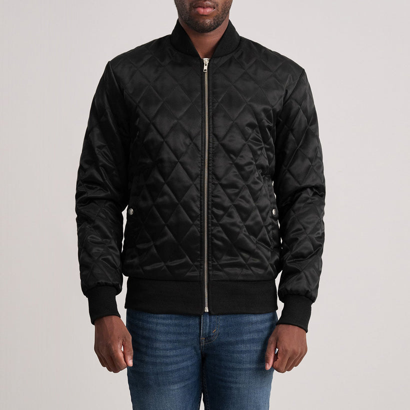 Danson Trapuntato Nero Varsity Giacca in Pelle da Uomo