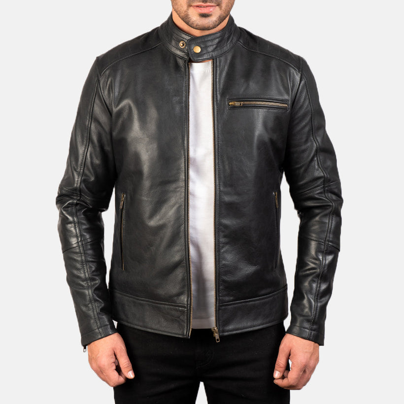 Dean Nero Giacca Biker in Pelle da Uomo