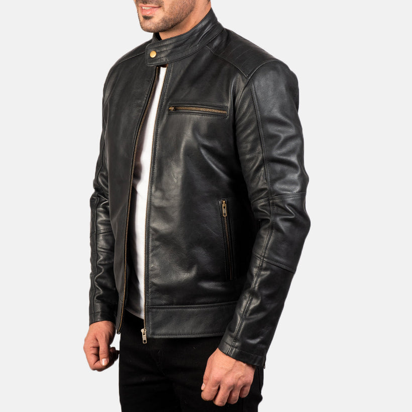 Dean Nero Giacca Biker in Pelle da Uomo