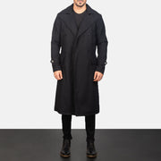 
Detective Nero Wool Cappotto in Pelle da Uomo in Black Synthetic Wool - Vista frontale e silhouette sartoriale | Acquista online
