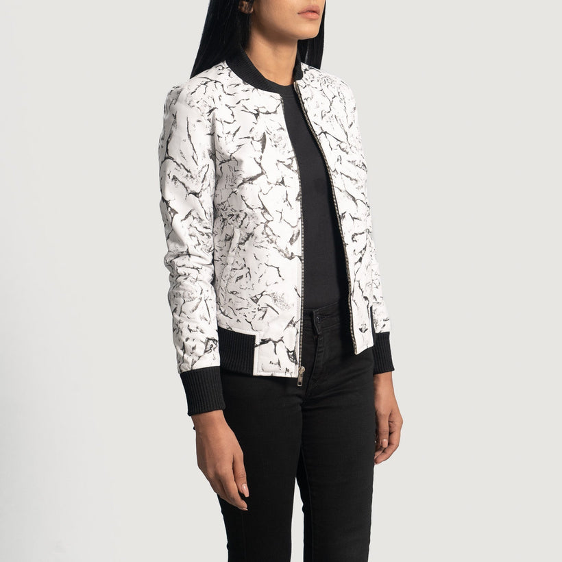 Donna Blake Bianco Bomber in Pelle da Donna