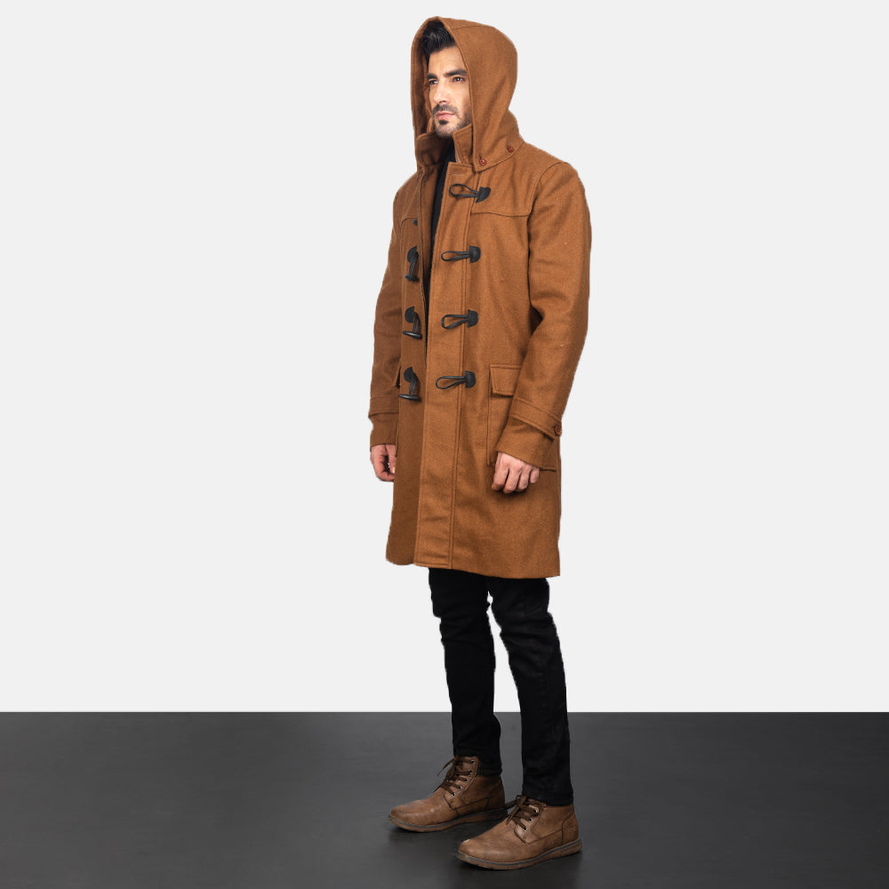 
Khaki Synthetic Wool Trench Coat - Vista posteriore con spalle definite e orlo pulito