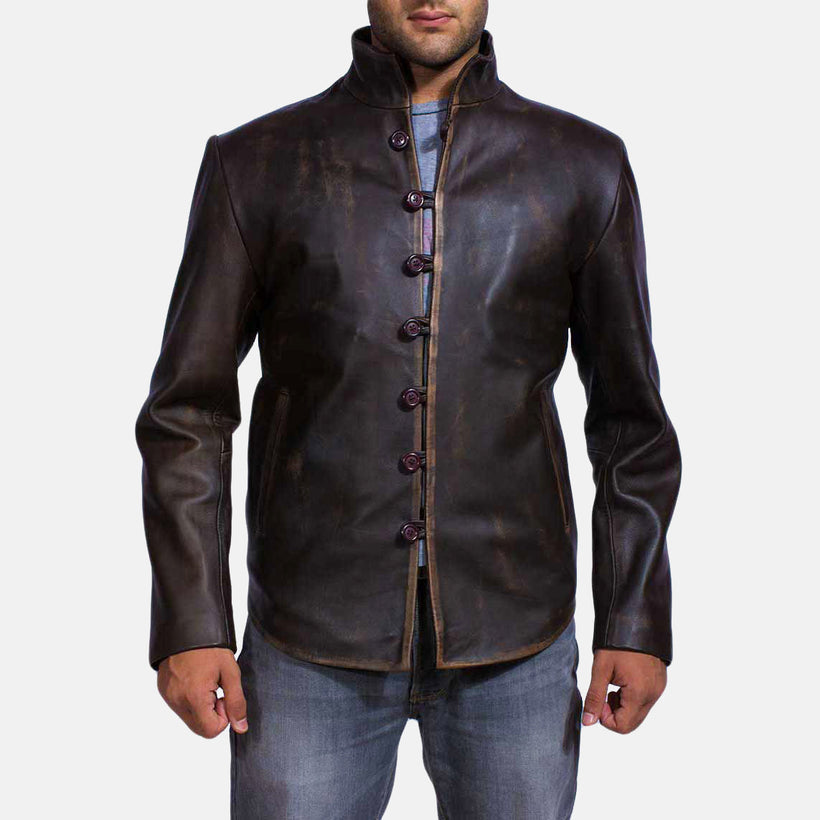 Drakeshire Marrone Giacca in Pelle da Uomo
