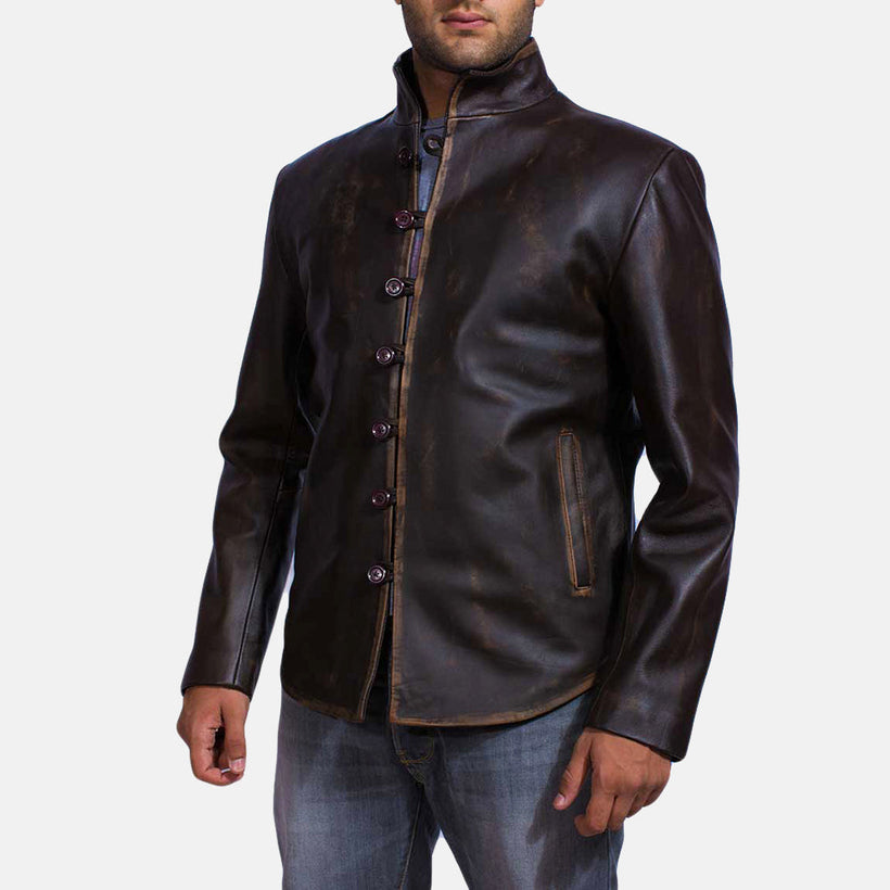 Drakeshire Marrone Giacca in Pelle da Uomo