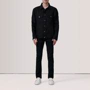 Black Full-Grain leather Jacket - Vista posteriore Showing Tailored Shoulder Fit &amp; Clean Hemline