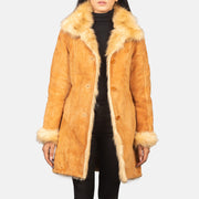 
Erica Beige Leather Coat in Distressed Beige Goatskin Suede - Vista frontale e silhouette sartoriale | Acquista online
