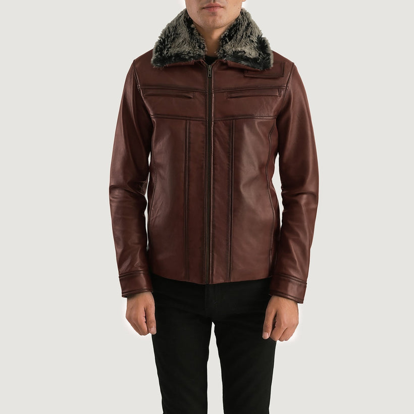 Evan Hart Fur Marrone Giacca in Pelle da Uomo