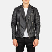 Men's Faisor Mocha Suede Biker Jacket in Mocha Brown Goatskin Suede - Vista frontale e linea su misura | Acquista online