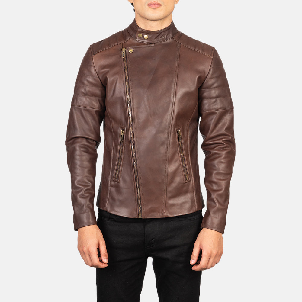 Faisor Mocha Giacca Biker in Pelle da Uomo – Vista prodotto alternativa 5