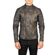 Faisor Mocha Giacca Biker in Pelle da Uomo – Vista prodotto alternativa 4