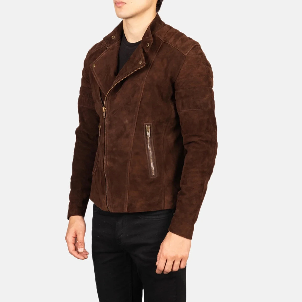Faisor Mocha Giacca Biker in Pelle da Uomo – Vista prodotto alternativa 2