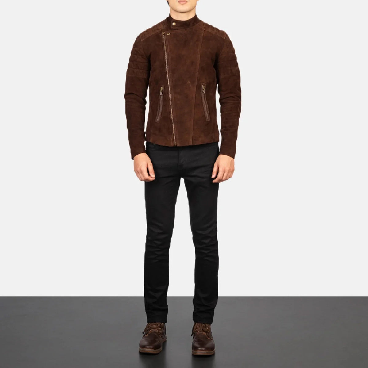 Faisor Mocha Giacca Biker in Pelle da Uomo – Vista prodotto alternativa 3