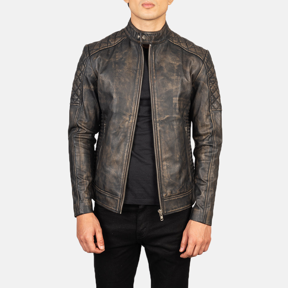 Fernando Trapuntato Giacca Biker in Pelle da Uomo – Vista prodotto alternativa 1