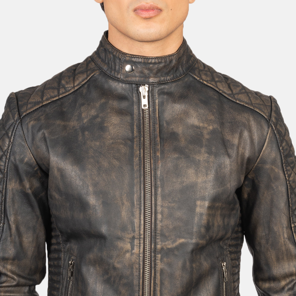 Fernando Trapuntato Giacca Biker in Pelle da Uomo – Vista prodotto alternativa 6