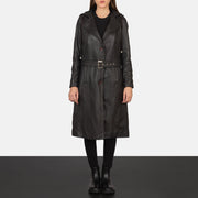 
Fixon Hooded Marrone Trench in Pelle da Donna - Vista laterale che mostra il taglio ergonomico delle maniche