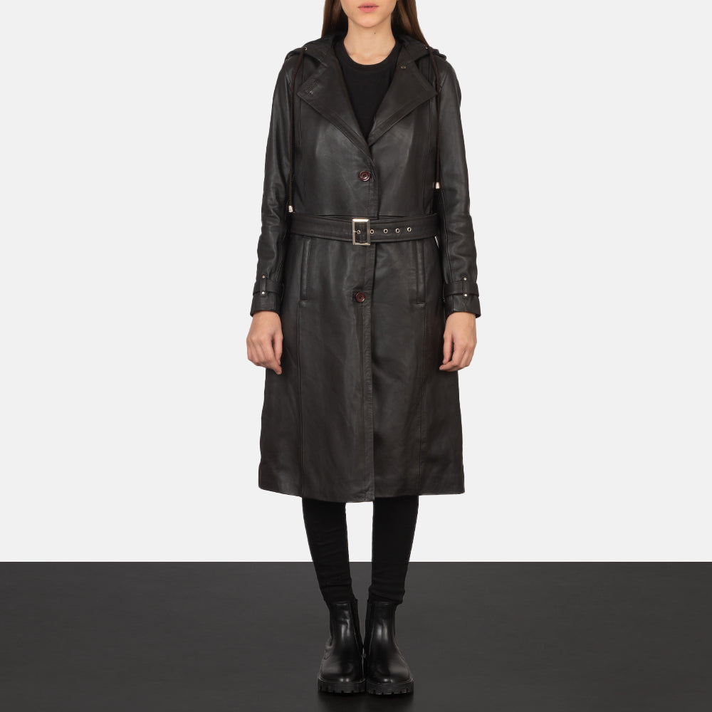 Fixon Hooded Brown Trench Coat - Vista laterale che mostra il taglio ergonomico delle maniche