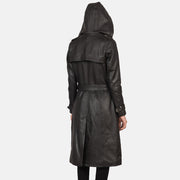 
Dettaglio ravvicinato of Hooded & Button + Belt Hardware on Fixon Hooded Marrone Trench in Pelle da Donna