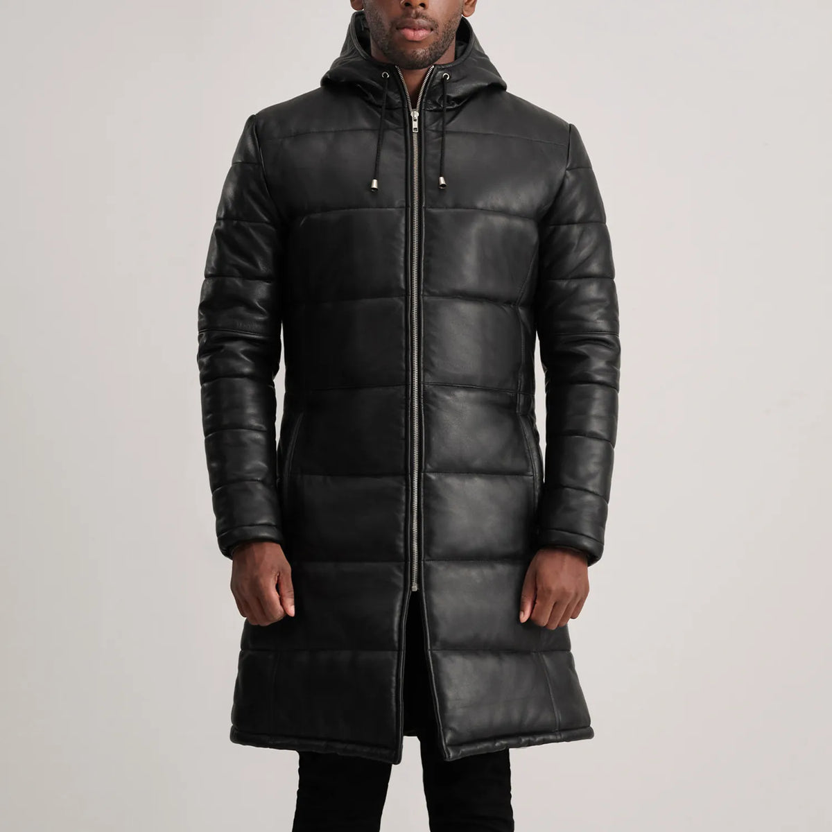 
Dettaglio ravvicinato of Hooded & Zipper Hardware on Floyd Tan Hooded Leather Puffer Coat