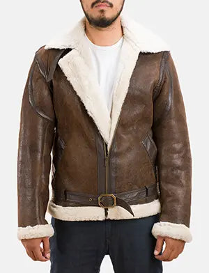 
Forest Double Face Giacca in Shearling da Uomo in Distressed Brown Sheepskin Leather - Vista frontale e silhouette sartoriale | Acquista online
