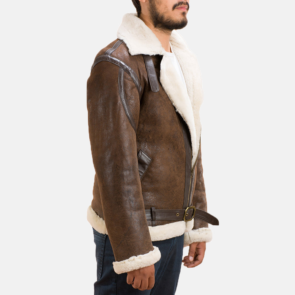 
Dettaglio ravvicinato of Notch & Zipper with Waist belt Hardware on Forest Double Face Giacca in Shearling da Uomo