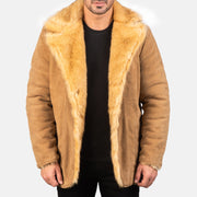 Beige Goatskin suede Jacket - Vista posteriore Showing Tailored Shoulder Fit &amp; Clean Hemline