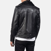 Dettaglio ravvicinato of Notch with Removable Fur &amp; Zipper with Waist belt Hardware on Men's Furton Black Leather Biker Jacket