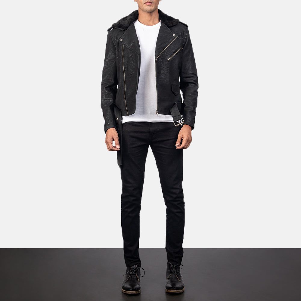 Furton Giacca Biker in Pelle da Uomo – Vista prodotto alternativa 3