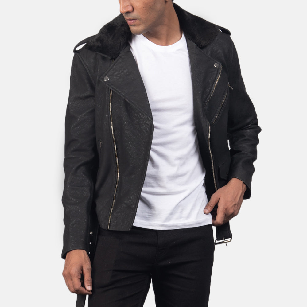 Furton Giacca Biker in Pelle da Uomo – Vista prodotto alternativa 4