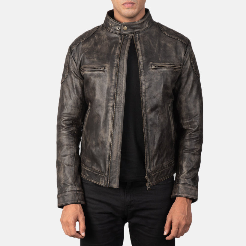 Gatsby Marrone Invecchiato Giacca in Pelle da Uomo