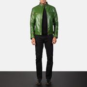 
Dettaglio ravvicinato of Band with snap buttons & Zipper Hardware on Gatsby Quilted Green Leather Biker Jacket
