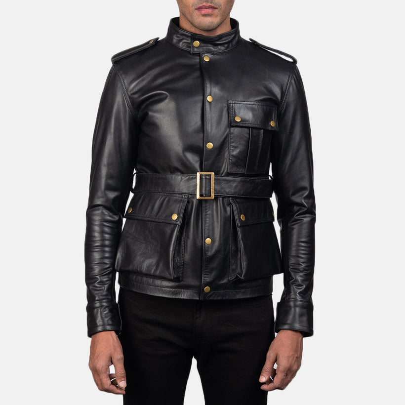 Germain Nero Giacca in Pelle da Uomo