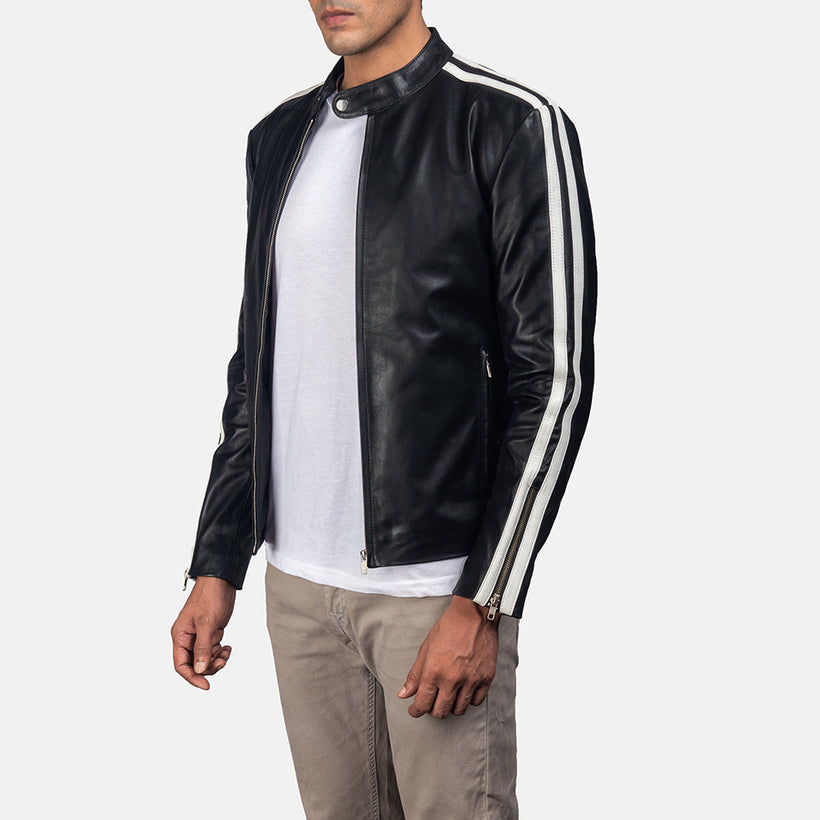 Hank Nero Giacca Biker in Pelle da Uomo