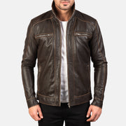 
Dettaglio artigianale dell'orlo su Hudson Black Leather Biker Jacket