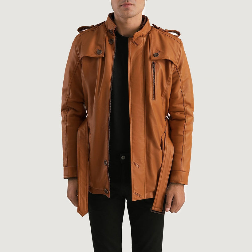 Hunter Cuoio Marrone Fur Giacca in Pelle da Uomo