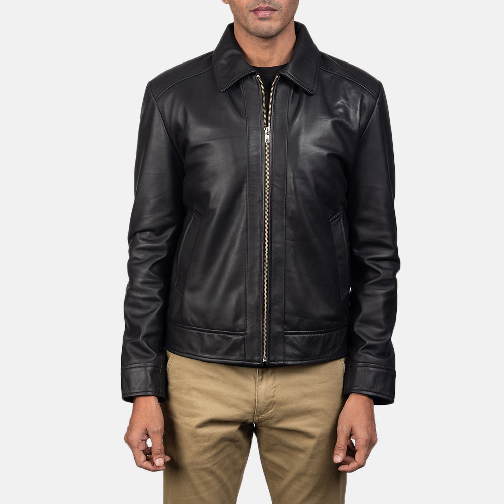Men's Inferno Marrone Giacca in Pelle da Uomo - Lateral Side Profile View Showing Sleeve Cut &amp; Athletic Taper Fit