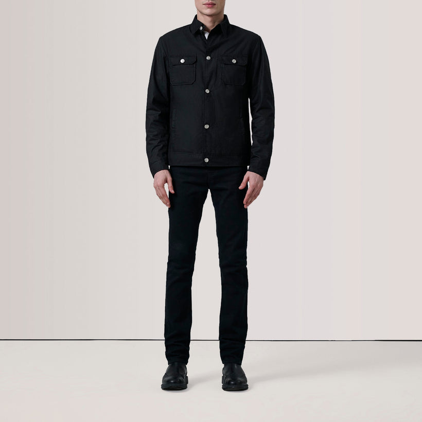 Irwin Nero Waxed Canvas Field Giacca in Pelle da Uomo
