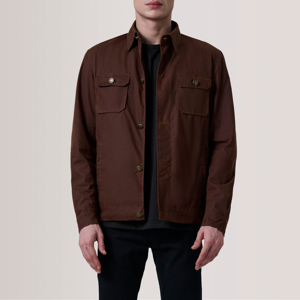 
Irwin Marrone Waxed Canvas Field Giacca in Pelle da Uomo For Men in Brown Waxed Cotton Canvas - Vista frontale e silhouette sartoriale | Acquista online