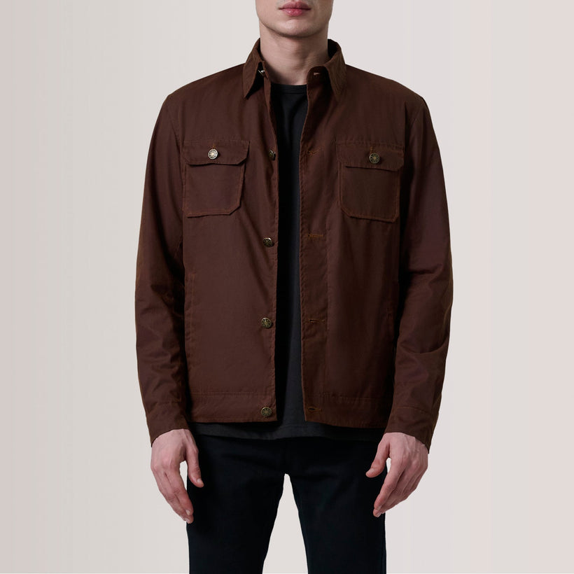 Irwin Marrone Waxed Canvas Field Giacca in Pelle da Uomo