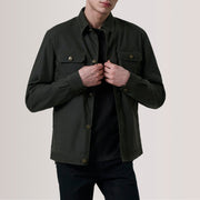 Irwin Olive Waxed Canvas Field Giacca in Pelle da Uomo For Men in Olive Waxed Cotton Canvas - Vista frontale e linea su misura | Acquista online