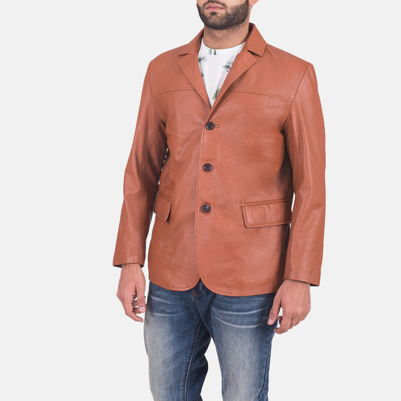 James Cuoio Marrone Blazer in Pelle in Pelle da Uomo