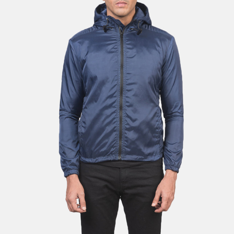 Jimmy Blu Hooded Windbreaker Giacca in Pelle da Uomo