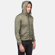 
Green Nylon Hooded Jacket - Vista posteriore con spalle definite e orlo pulito