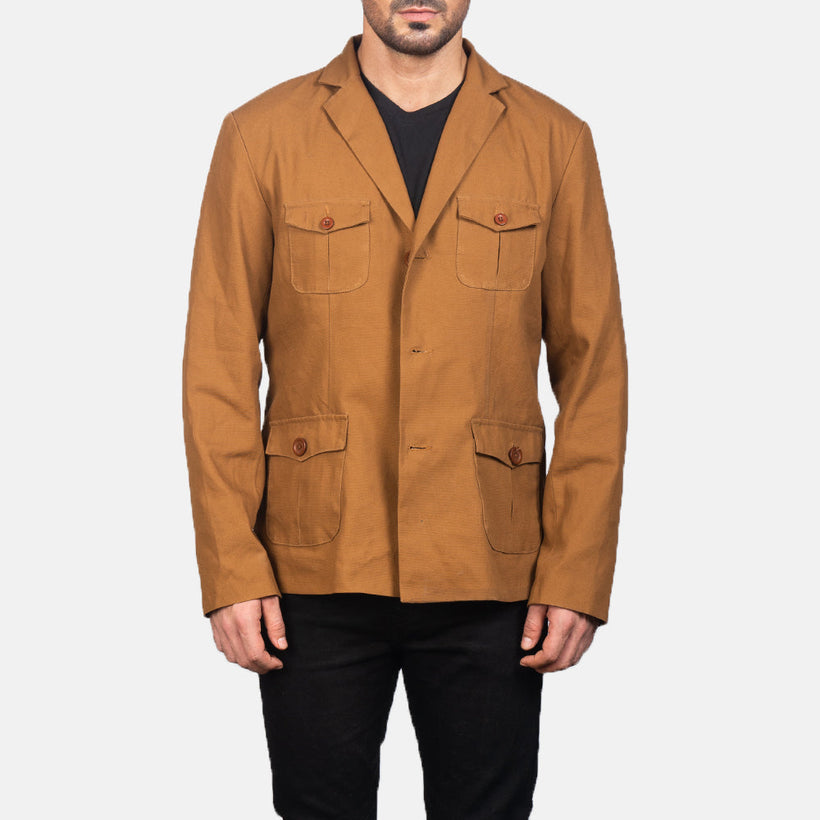 Kajetan Khaki Safari Giacca in Pelle da Uomo