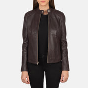 
Dettaglio artigianale dell'orlo su Kelsee Navy Blue Suede Biker Jacket