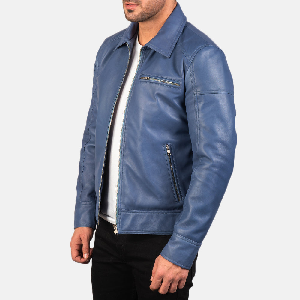 
Brown Cowhide Leather Biker Jacket - Vista posteriore con spalle definite e orlo pulito
