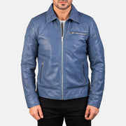 
Lavendard Brown Leather Biker Jacket - Vista laterale che mostra il taglio ergonomico delle maniche