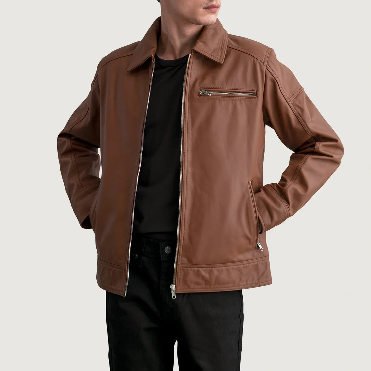 
Lavendard Giacca Biker in Pelle da Uomo – alternate product view 1